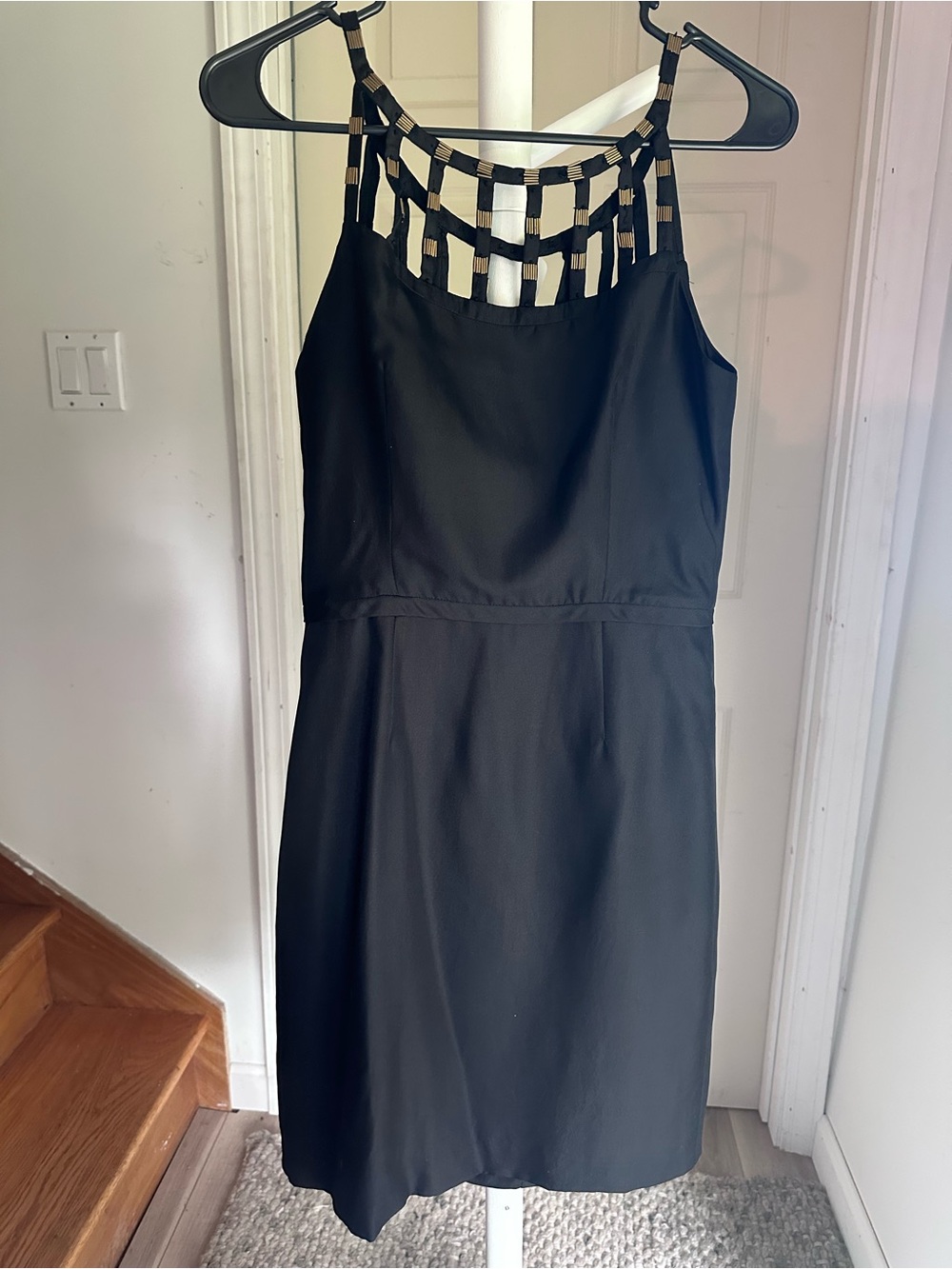 Yoana Baraschi Black Mini Dress with Lattice Neckline